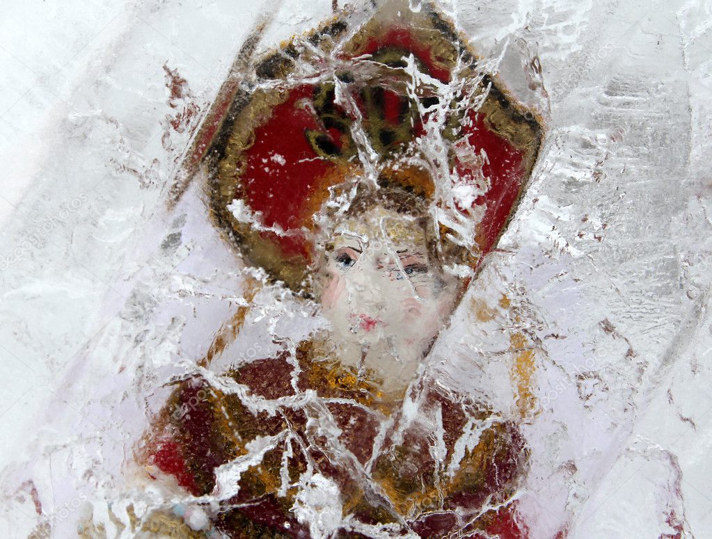Russian doll in ice block