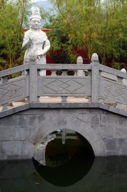 Beyaz mermer Guanyin heykele Nanyue Damiao depo Bridge'de
