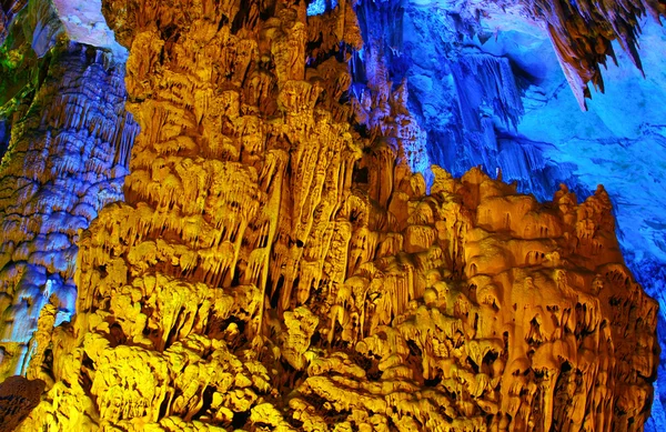 Amazing multicolor Reed Flute cave in Guilin, Guangxi province o