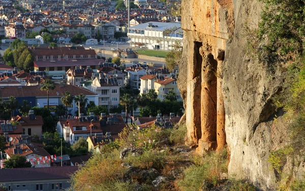 Visa Fethiye från grav Amyntas, Turkiet — Stockfoto