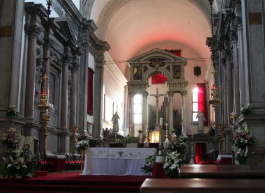 Venice, İtalya - 18 Nisan 2013: İç in San Francesco della Vigna (18nci yüzyıl), Venedik, Kuzey İtalya Castello döndüğünüzde bir Roma Katolik Kilisesi