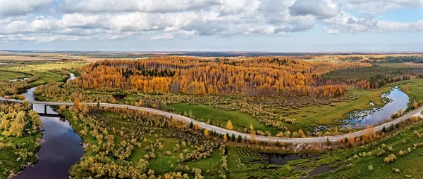 Outono Dourado Sibéria Vista Panorâmica Superior — Fotografia de Stock
