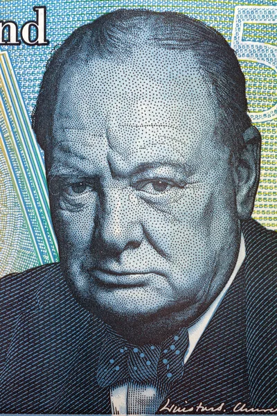 Winston Churchill porträtt från brittiska pengar — Stockfoto