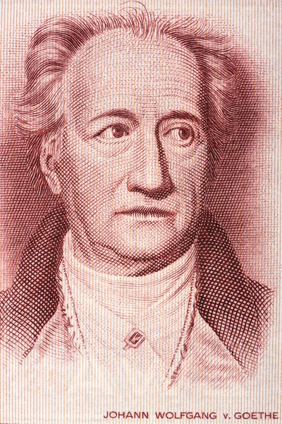 Йоганн Вольфганг Гете портрет від старих німецьких гроші — стокове фото