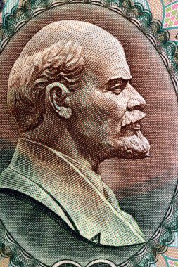Vladimir Lenin portresi eski Rus para üzerinden 