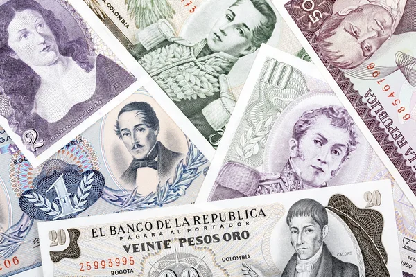 Gamla Colombianska Pengar Bakgrund — Stockfoto