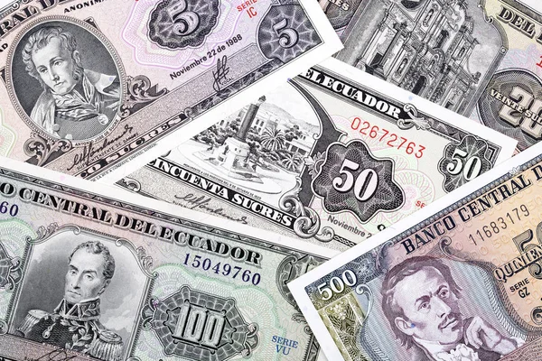 Old Ecuadorian Money Background — Stock Photo, Image