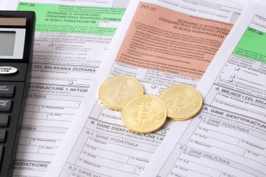Lehçe vergi dokuments ile altın Bitcoins 