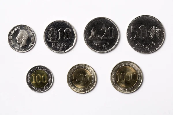 Еквадорських Монети Білому Фоні — стокове фото