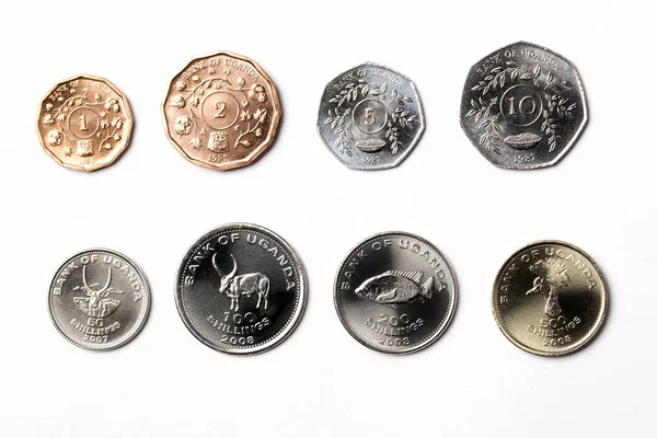 Ugandan Coins White Background — Stock Photo, Image