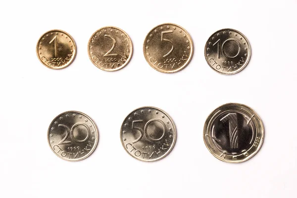 来自保加利亚的硬币在白色背景下 — 图库照片