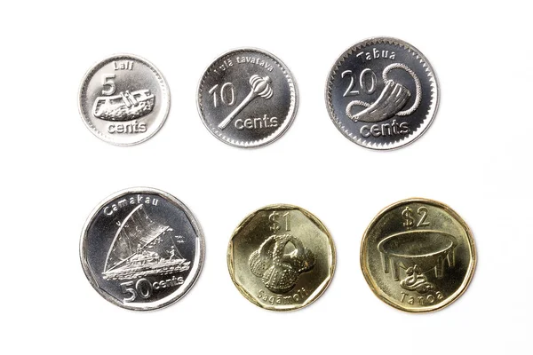 Münzen Von Fidschi Auf Weißem Hintergrund — Stockfoto