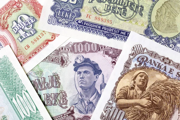 Old Albanian Money Background — Stock Photo, Image