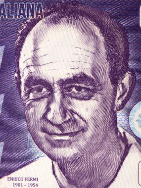 Enrico Fermi a portrait from Italian money clipart
