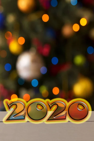 Palabra Año Nuevo 2020 Sobre Fondo Navideño — Foto de Stock