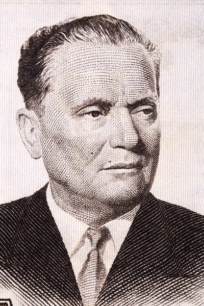 Josip Broz Tito用旧钱做的肖像 — 图库照片