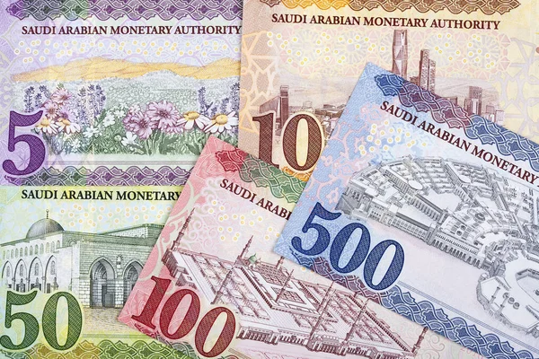 Dinheiro Saudita Riyal Fundo Negócios — Fotografia de Stock