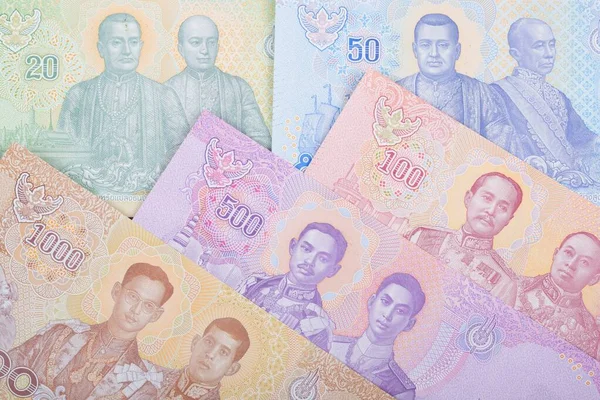 Thajské Peníze Baht Obchodní Zázemí — Stock fotografie