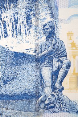 Robert Burns statue from Scottish money clipart