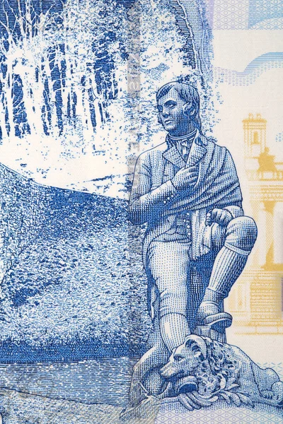 Robert Burns Statue Scottish Money — Stock Photo, Image