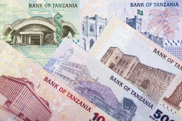 Staré Tanzanské Peníze Šilink Obchodní Zázemí — Stock fotografie
