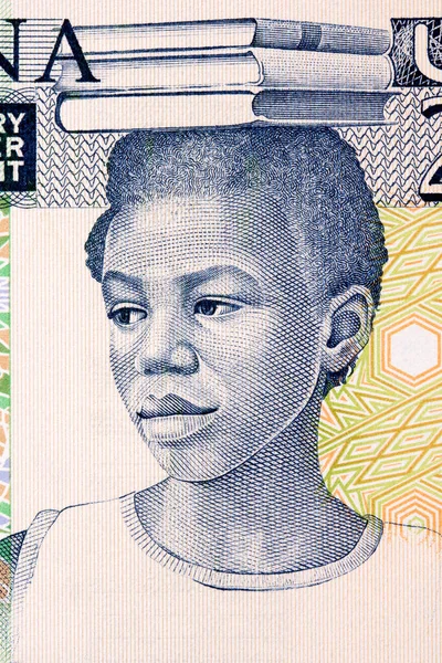 Iskoláslány Egy Portré Ghánai Pénzből — Stock Fotó