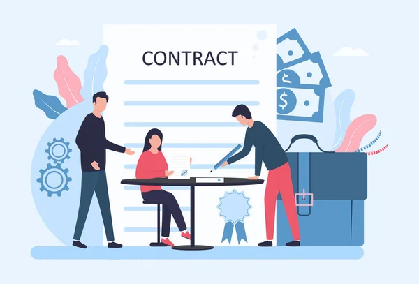 Het Concept Van Het Ondertekenen Van Een Contract Een Zakenman — Stockvector