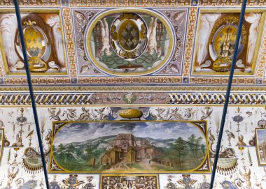 Caprarola (Viterbo) - 26 Temmuz 2019: Villa Farnese (Villa Caprarola), İtalya 'nın Viterbo eyaletinde yer alan Caprarola konağı.