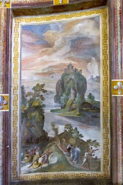 Caprarola (Viterbo) - 26 Temmuz 2019: Villa Farnese (Villa Caprarola), İtalya 'nın Viterbo eyaletinde yer alan Caprarola konağı.