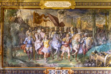 Caprarola (Viterbo) - 26 Temmuz 2019: Villa Farnese (Villa Caprarola), İtalya 'nın Viterbo eyaletinde yer alan Caprarola konağı.