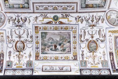 Caprarola (Viterbo) - 26 Temmuz 2019: Villa Farnese (Villa Caprarola), İtalya 'nın Viterbo eyaletinde yer alan Caprarola konağı.