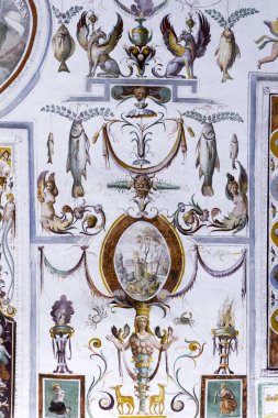 Caprarola (Viterbo) - 26 Temmuz 2019: Villa Farnese (Villa Caprarola), İtalya 'nın Viterbo eyaletinde yer alan Caprarola konağı.