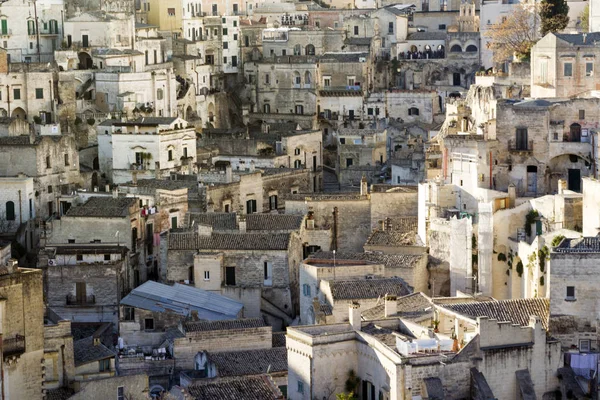Kilátás Matera Óvárosra Dél Olaszország — Stock Fotó