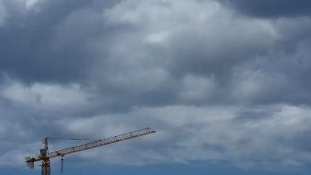 Crane Parou Lapso Tempo Local Construção Guindaste Industrial Construção Novo — Vídeo de Stock