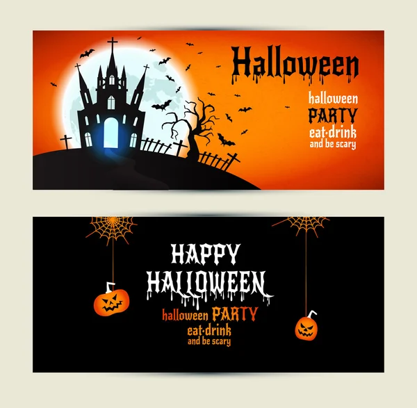 Jogo de banners de Halloween —  Vetores de Stock