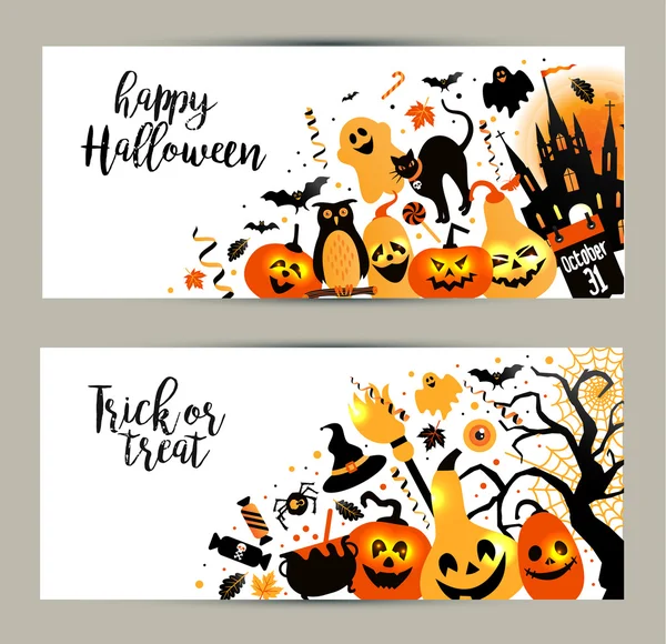 Jogo de banners de Halloween — Vetor de Stock