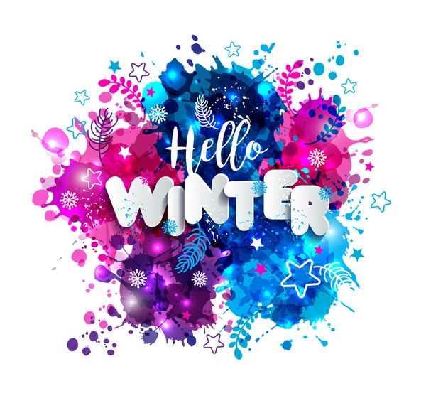 Привет зима в бумажном стиле — стоковый вектор