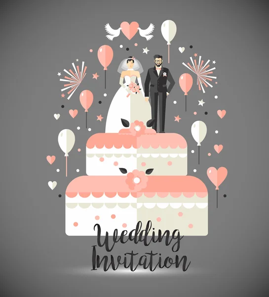 Carte d'invitation de mariage. — Image vectorielle