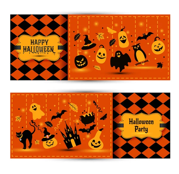 Halloween banners set on colors background — Stock Vector