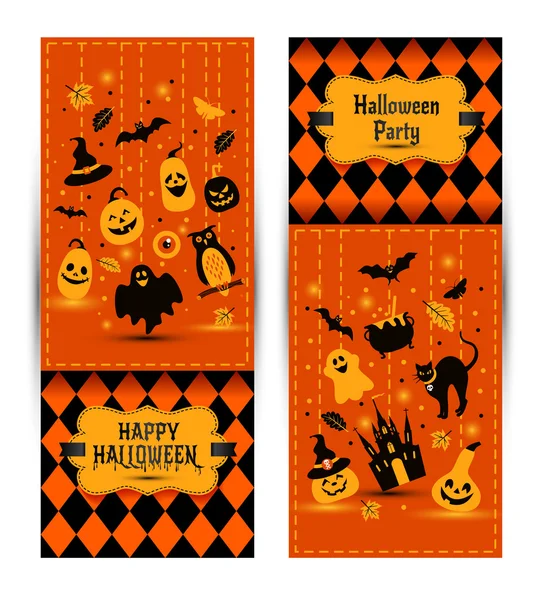 Halloween banners på färger bakgrund — Stock vektor