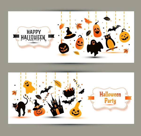 Halloween banners på vit bakgrund — Stock vektor