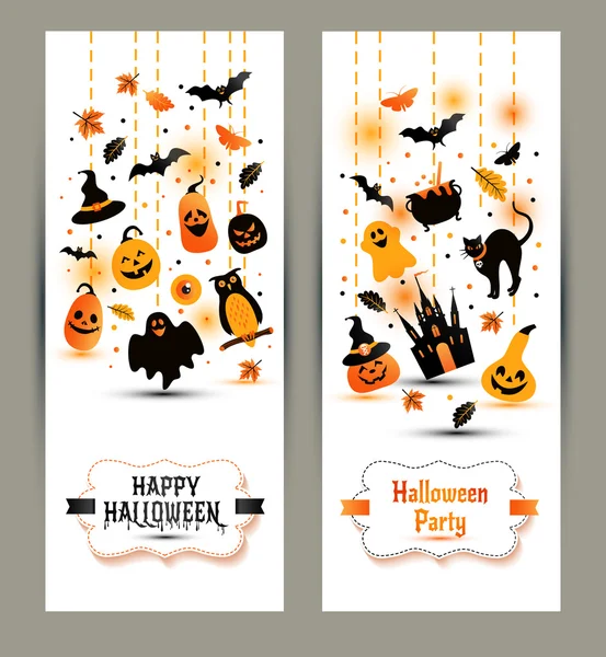 Pancartas de Halloween sobre fondo blanco — Vector de stock