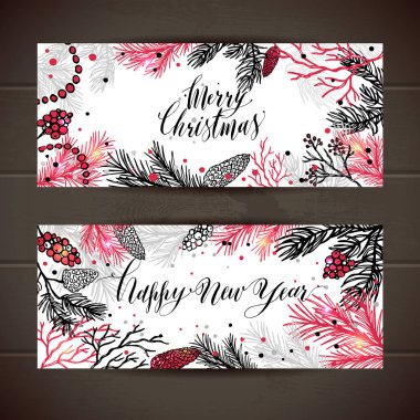 Afiş kümesi tebrik merry Christmas 