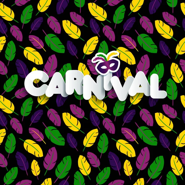 Carnival mardi gras pattern with feathers — Stock Vector