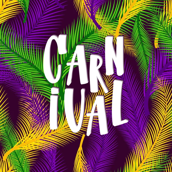 Carnaval vectorillustratie op palmen natuur achtergrond — Stockvector