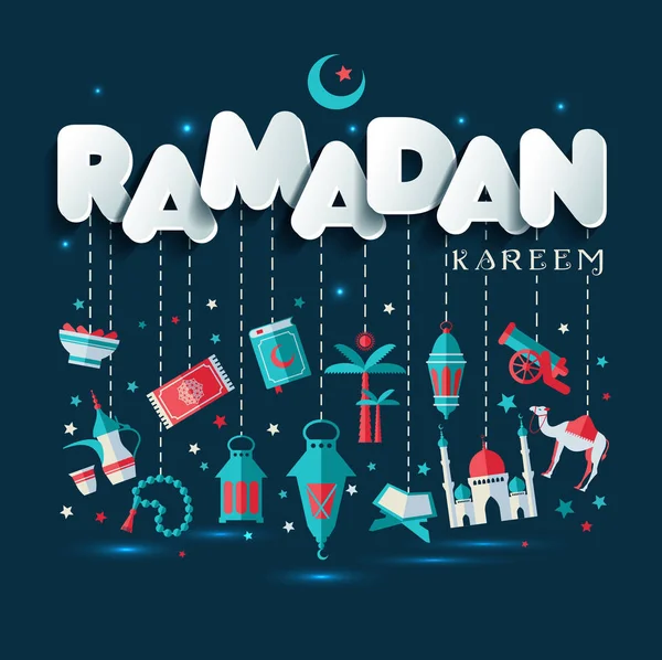 Ramadã Kareem saudação ilustração da celebração do Ramadã . — Vetor de Stock