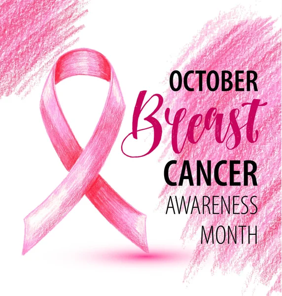 Desenho de símbolo de fita rosa para câncer de mama — Vetor de Stock