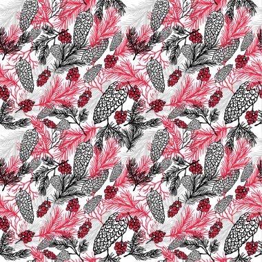 Noel Noel koniler ve bitkiler ile seamless modeli