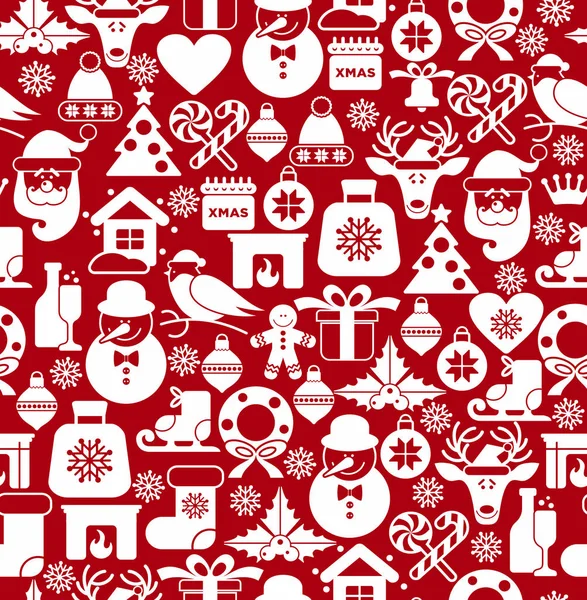 クリスマス フラット スタイルのアイコンのシームレスなパターン。休日の背景. — ストックベクタ