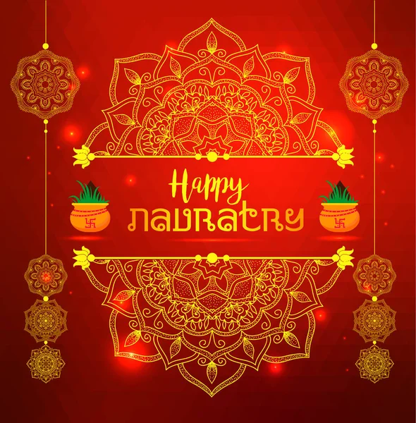 Illustrazione di Happy Navratri Celebration Poster Greetings Banner sfondo . — Vettoriale Stock